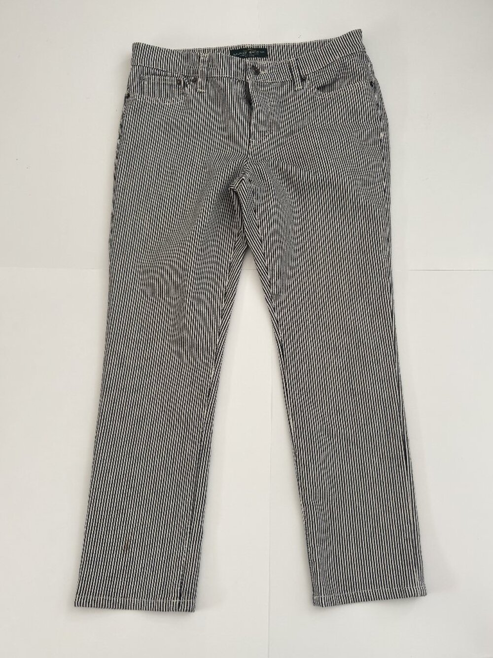 Lauren Ralph Lauren Petite Modern Straight Black & White Sriped Pants 8P
